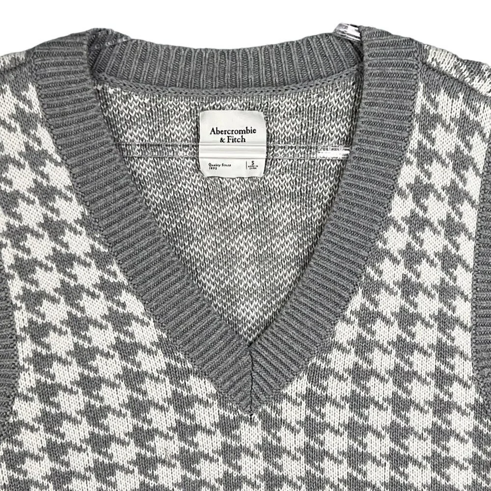 Abercrombie & Fitch Womens S Houndstooth Soft Knit Sweater Vest Cottagecore - Picture 6 of 13